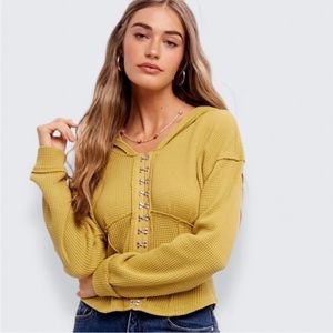 🖤🖤HOOK ME UP WAFFLE HOODIE TOP SIZE Medium